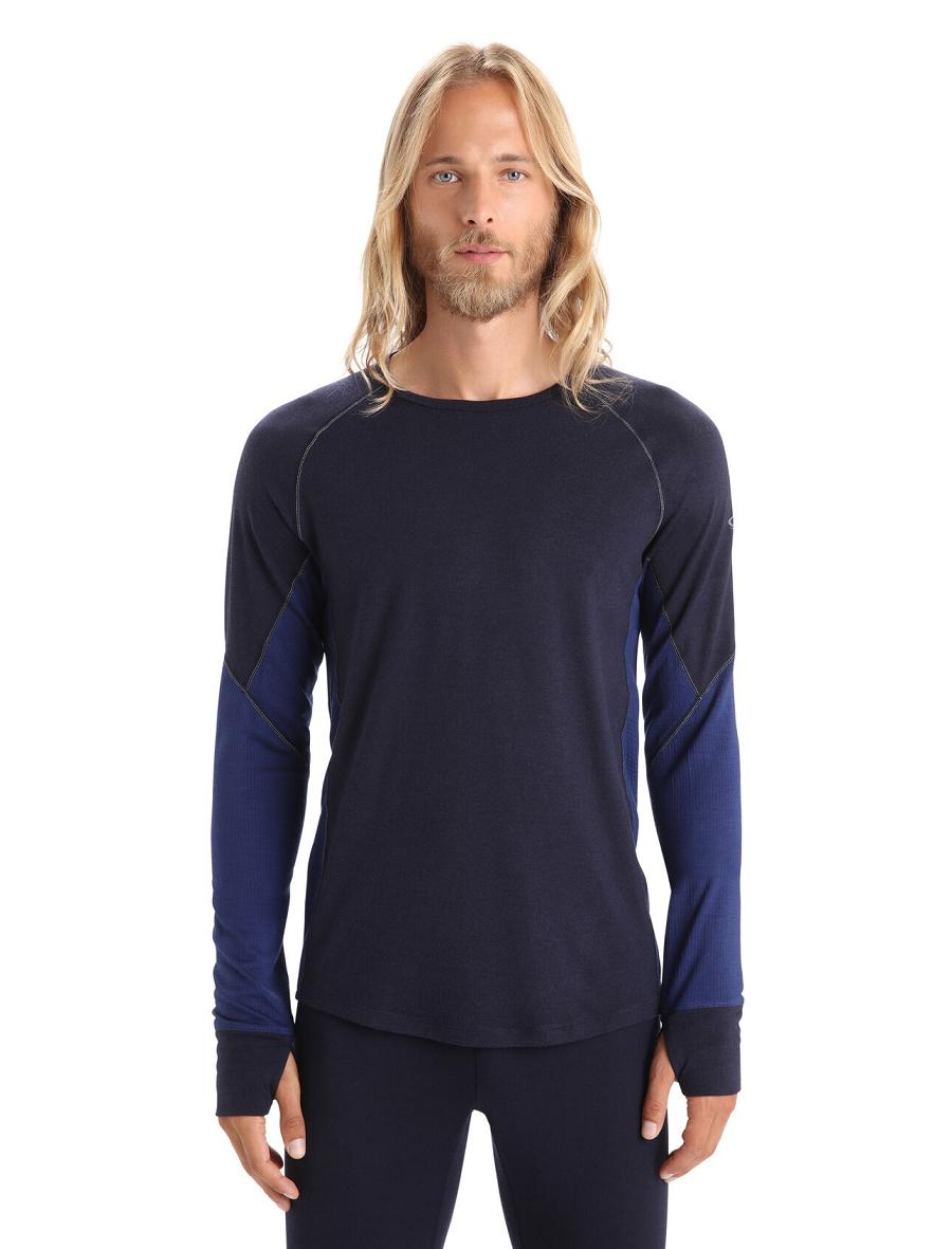 Icebreaker BodyfitZone™ Merino 260 Zone Long Sleeve Crewe Thermal Top Miesten Base Layers Laivastonsininen Kuninkaallinen Sininen Laivastonsininen | FI 1381DFMN